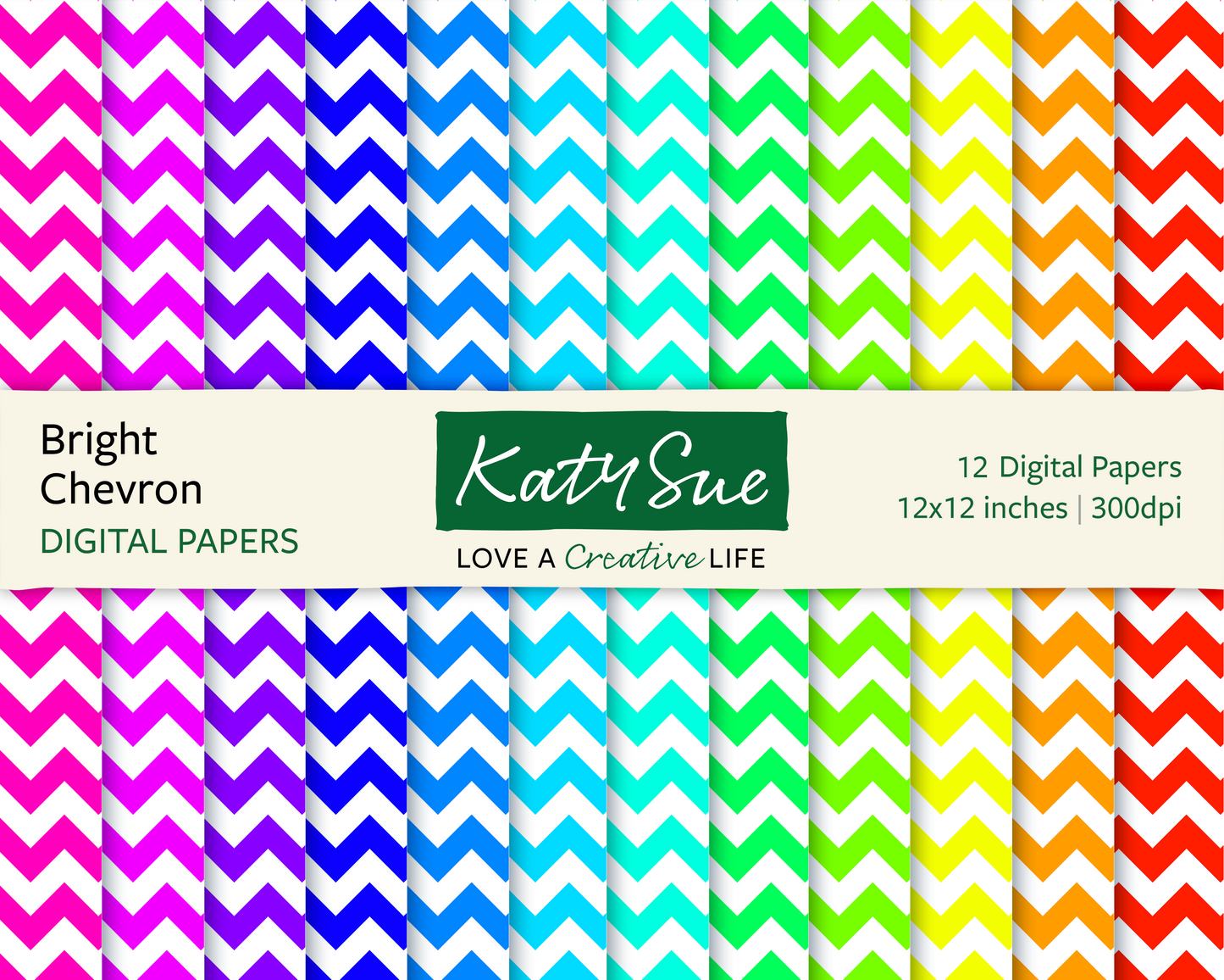 Bright Chevron | 12x12 Digital Papers