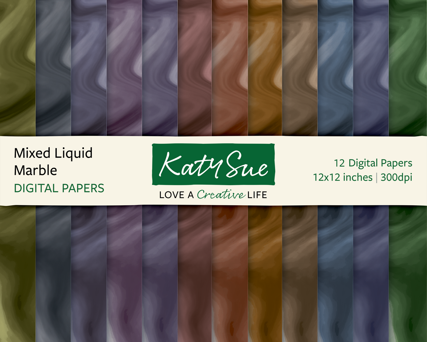 Mixed Liquid Marble | 12x12 Digital Papers