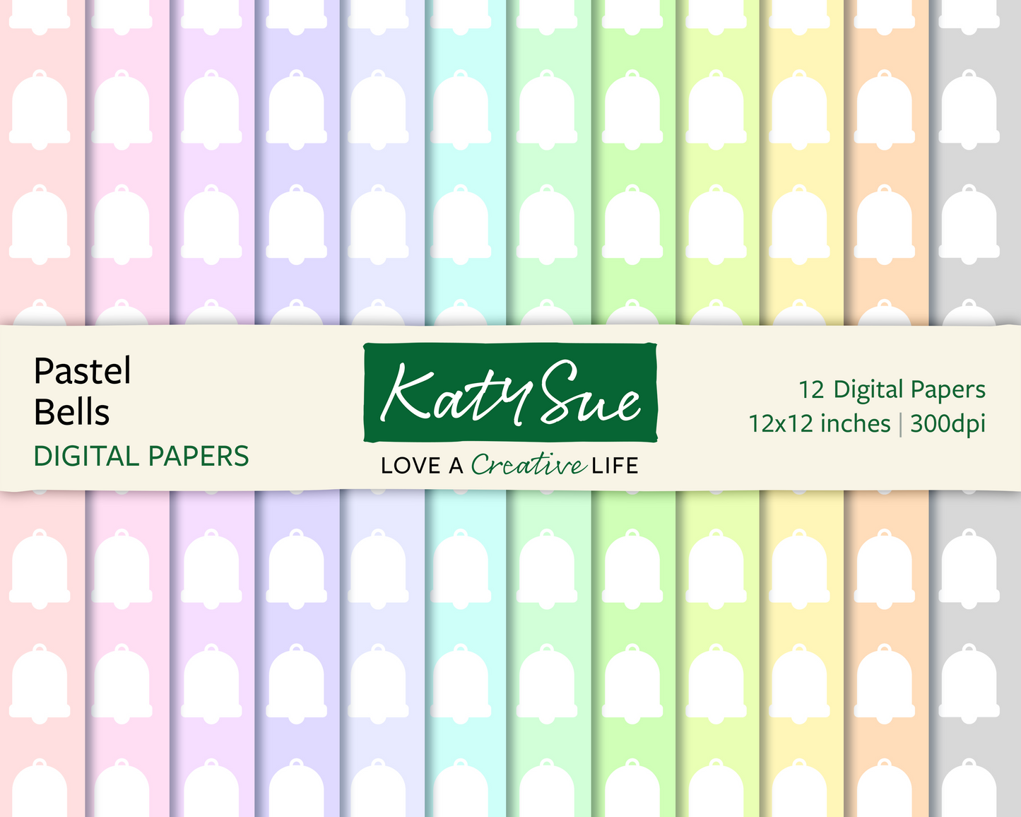 Pastel Bells | 12x12 Digital Papers