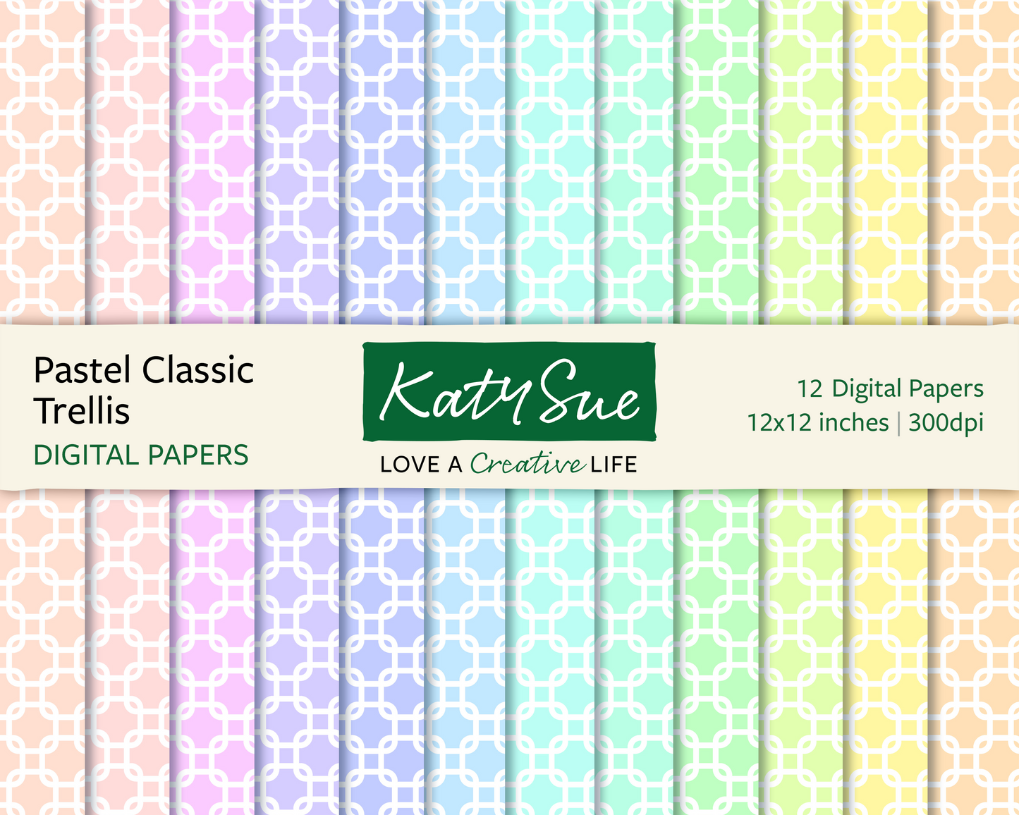 Pastel Classic Trellis | 12x12 Digital Papers