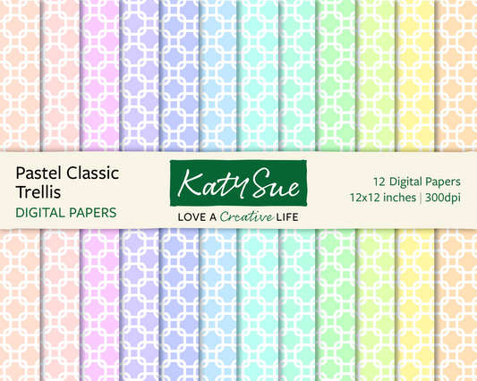 Pastel Classic Trellis | 12x12 Digital Papers