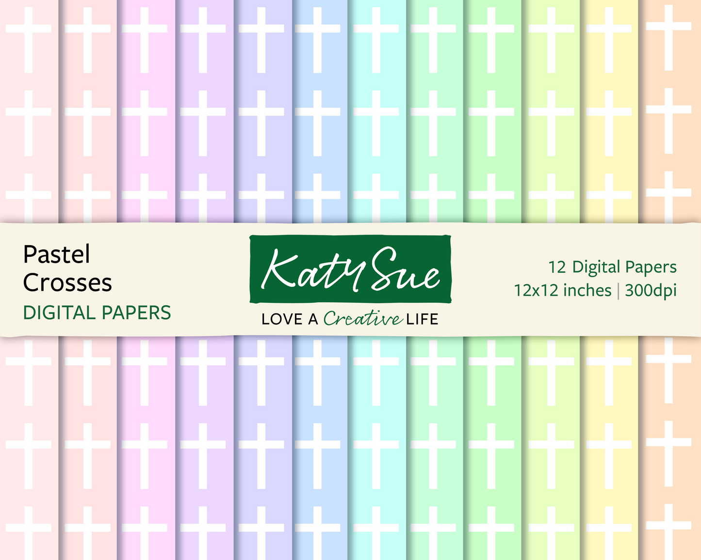 Pastel Crosses | 12x12 Digital Papers