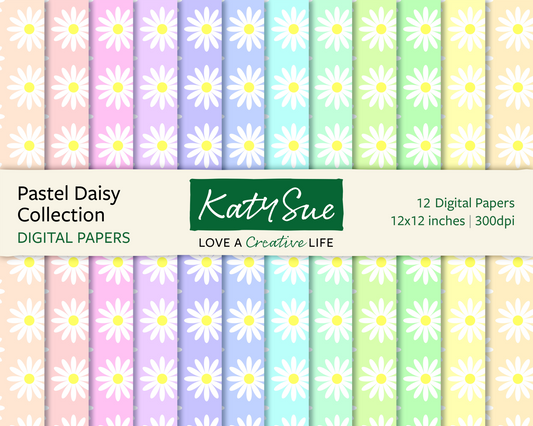 Pastel Daisy Collection | 12x12 Digital Papers