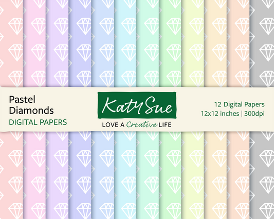 Pastel Diamonds | 12x12 Digital Papers