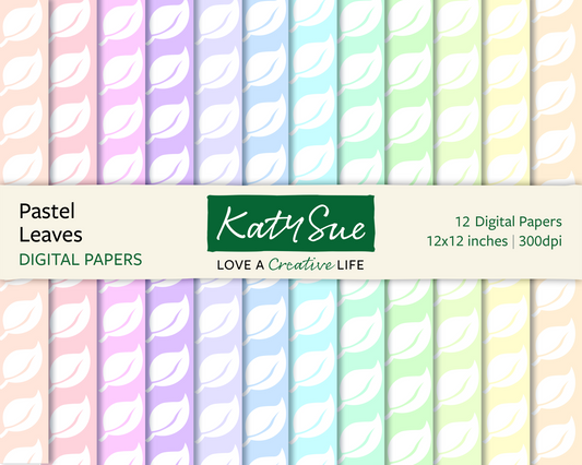 Pastel Leaves | 12x12 Digital Papers