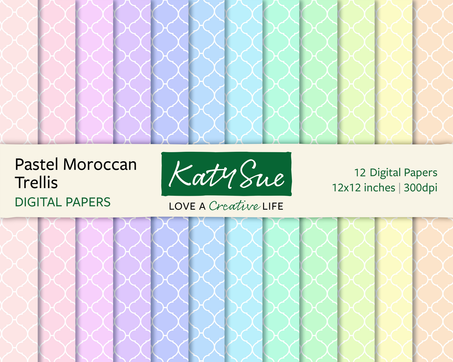 Pastel Moroccan Trellis | 12x12 Digital Papers