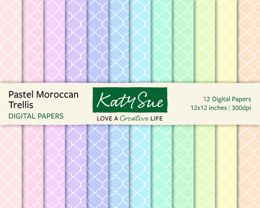 Pastel Moroccan Trellis | 12x12 Digital Papers