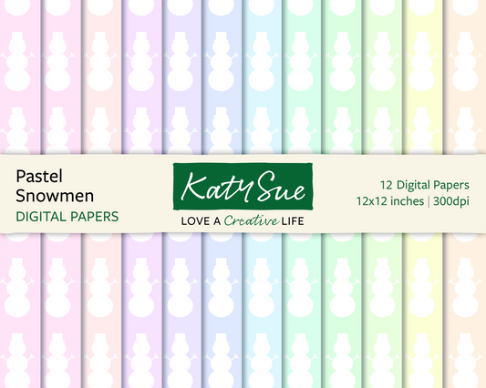 Pastel Snowman | 12x12 Digital Papers