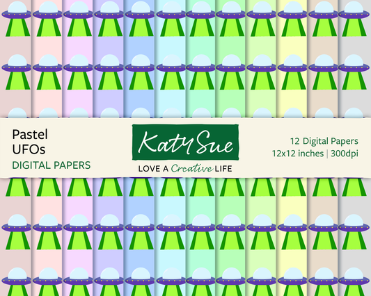 Pastel UFOs | 12x12 Digital Papers
