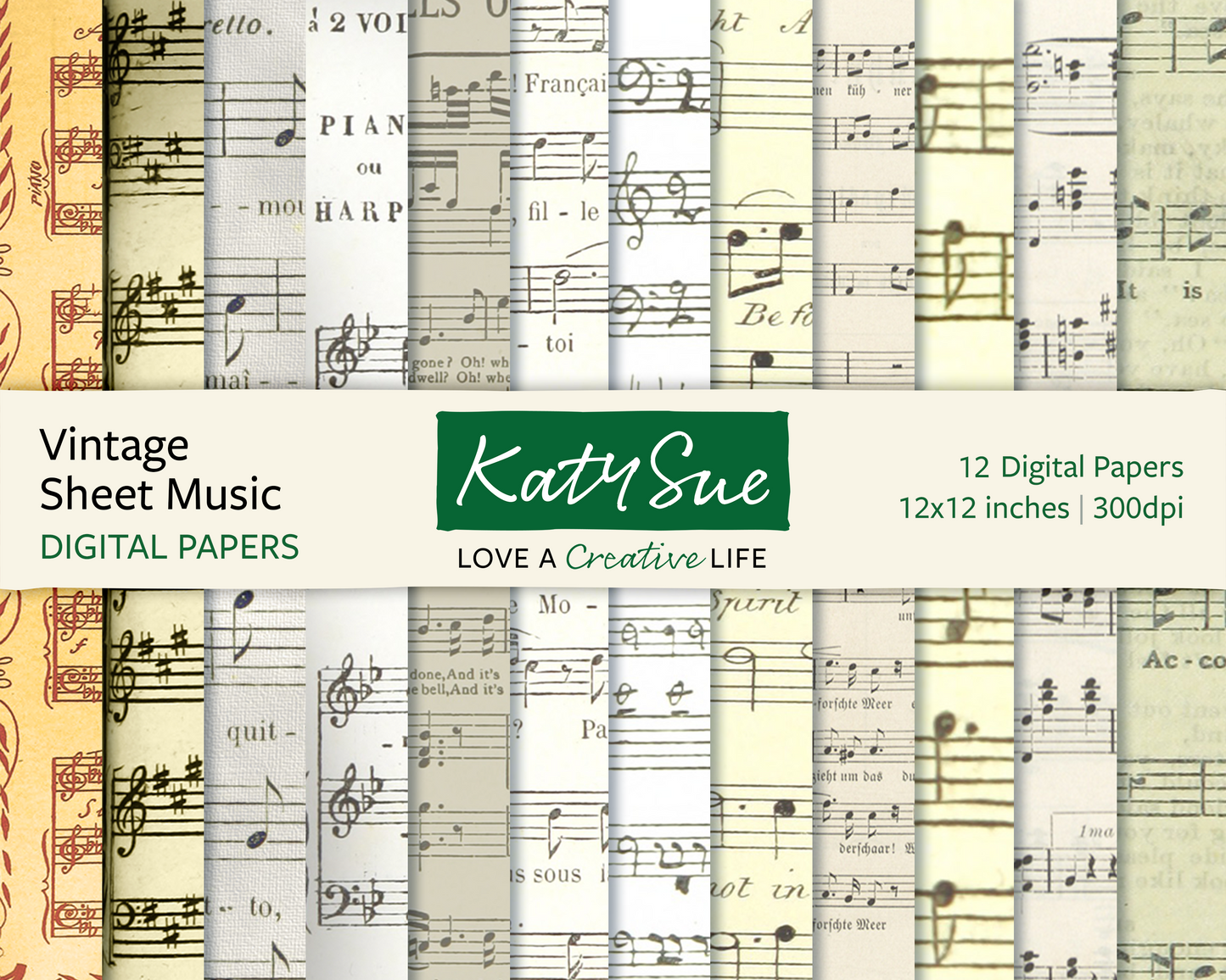 Vintage Sheet Music | 12x12 Digital Papers