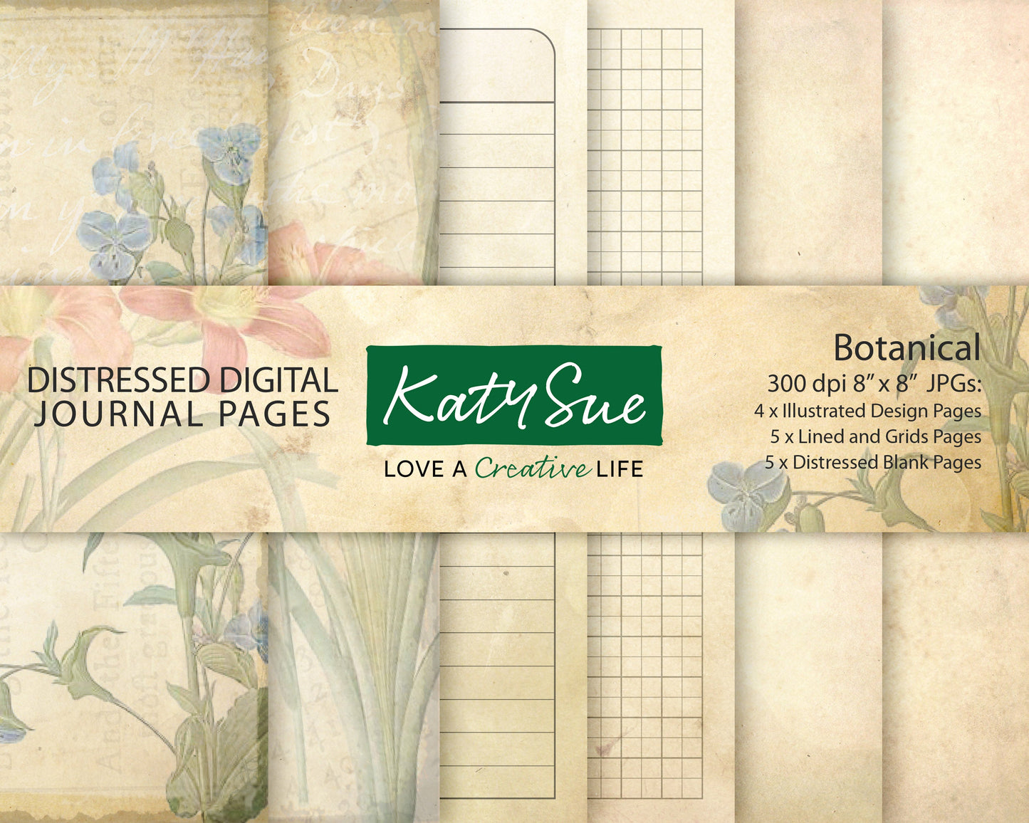 Distressed Botanical | Digital Journal Pages