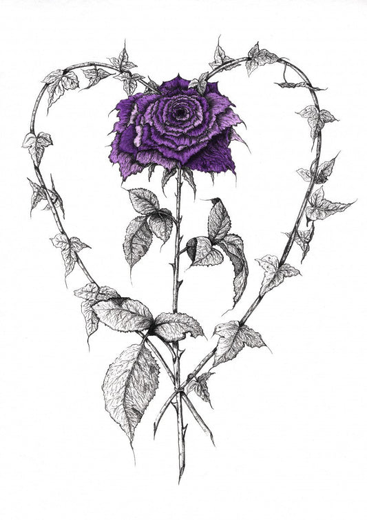 Ivy Heart with Purple Rose