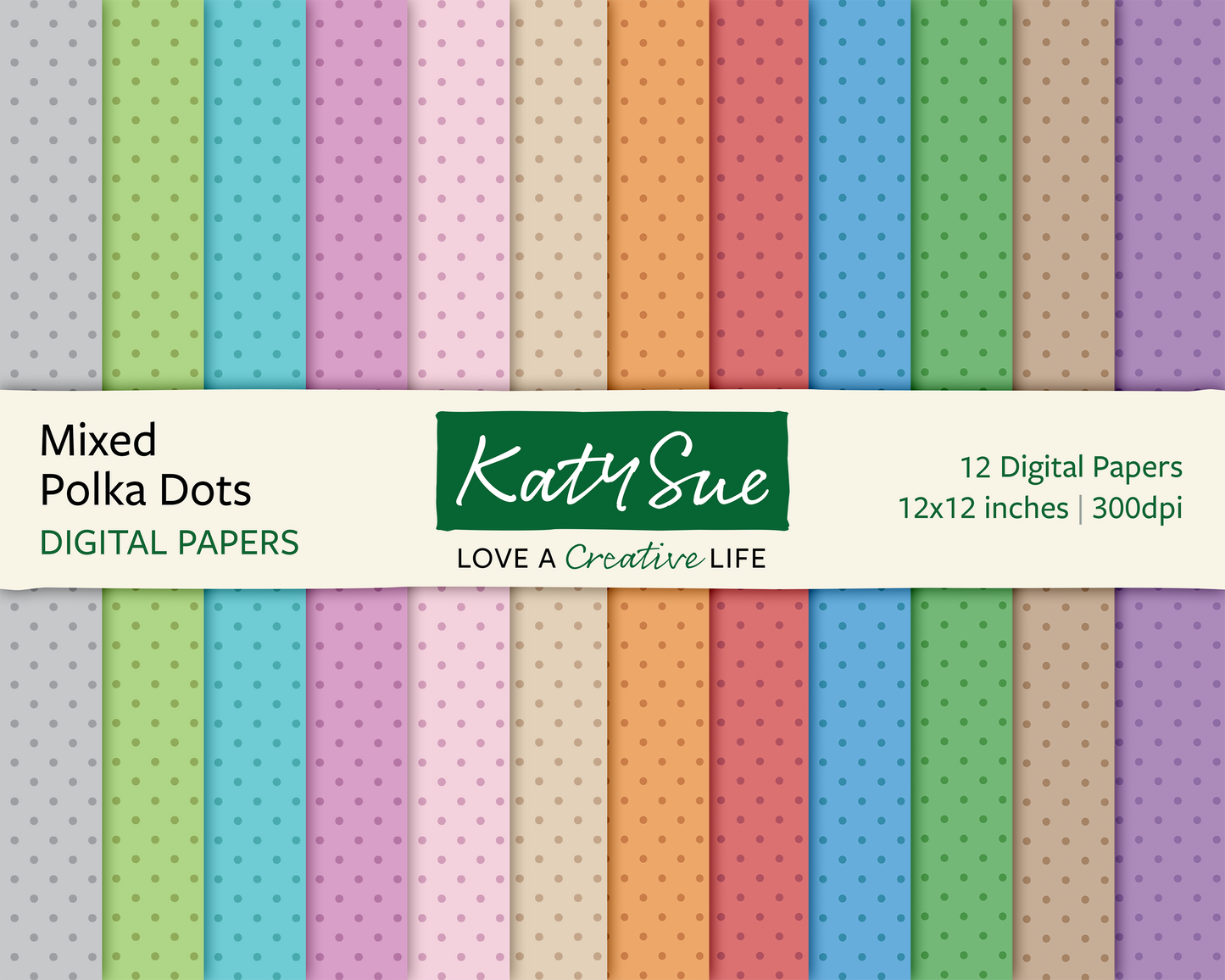 Mixed Polka Dots | 12x12 Digital Papers