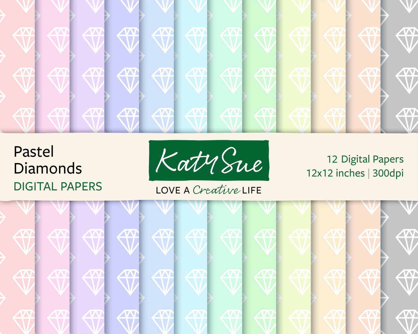 Pastel Diamonds | 12x12 Digital Papers