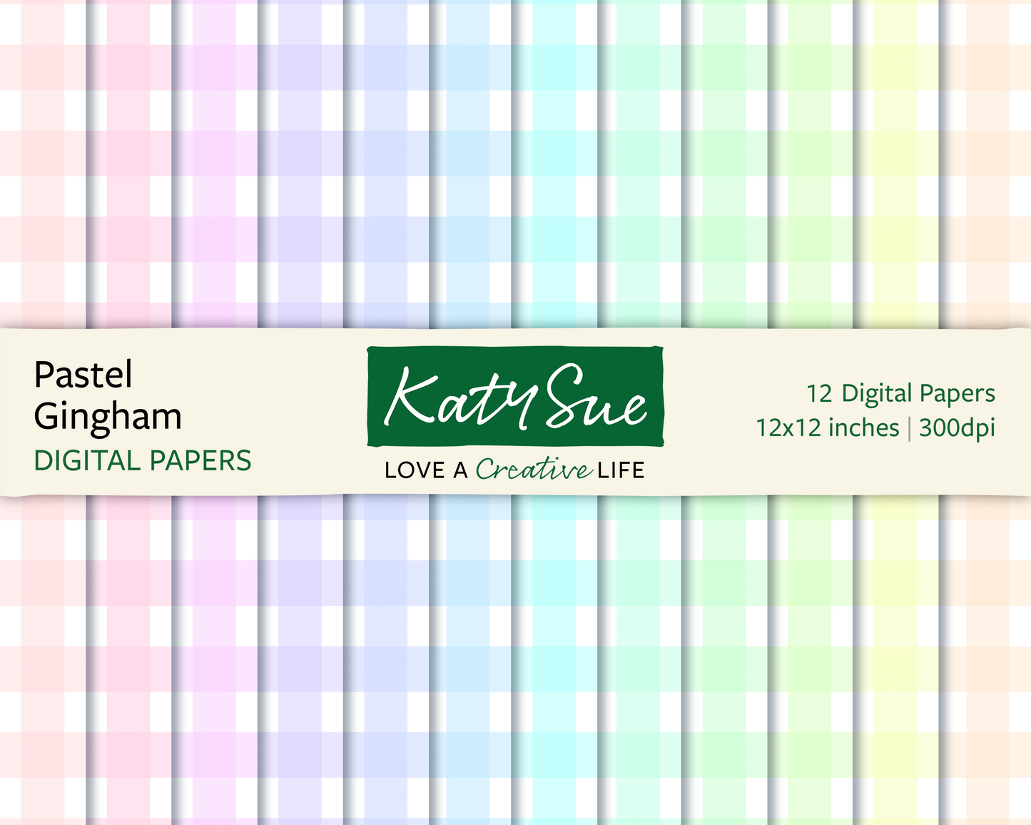 Pastel Gingham | 12x12 Digital Papers