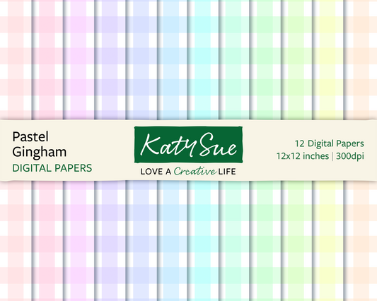 Pastel Gingham | 12x12 Digital Papers