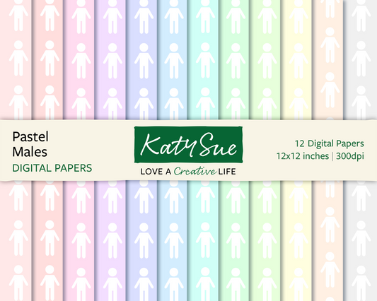 Pastel Males | 12x12 Digital Papers