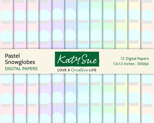 Pastel Snowglobes | 12x12 Digital Papers