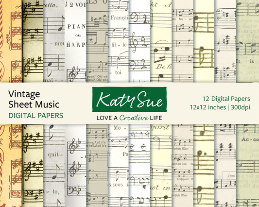 Vintage Sheet Music | 12x12 Digital Papers