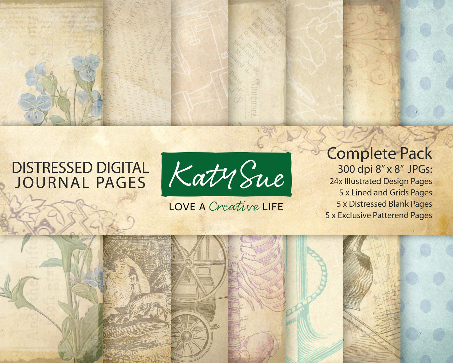 Distressed Digital Journal Pages | Complete Pack
