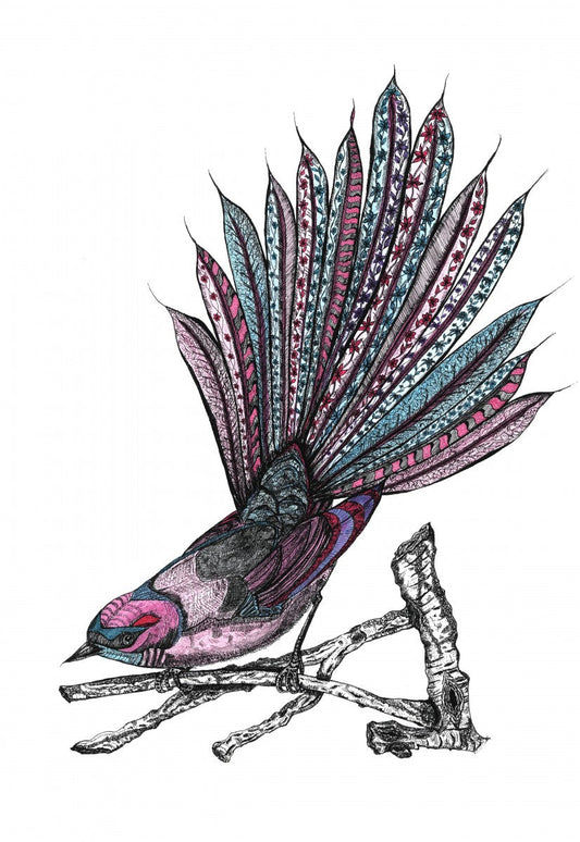 Fantail in Cerise and Teal